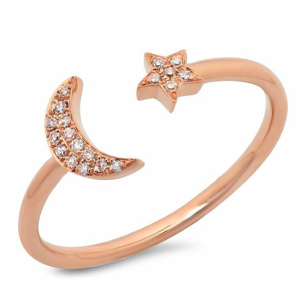 14K Rose Gold Diamond Star Ring